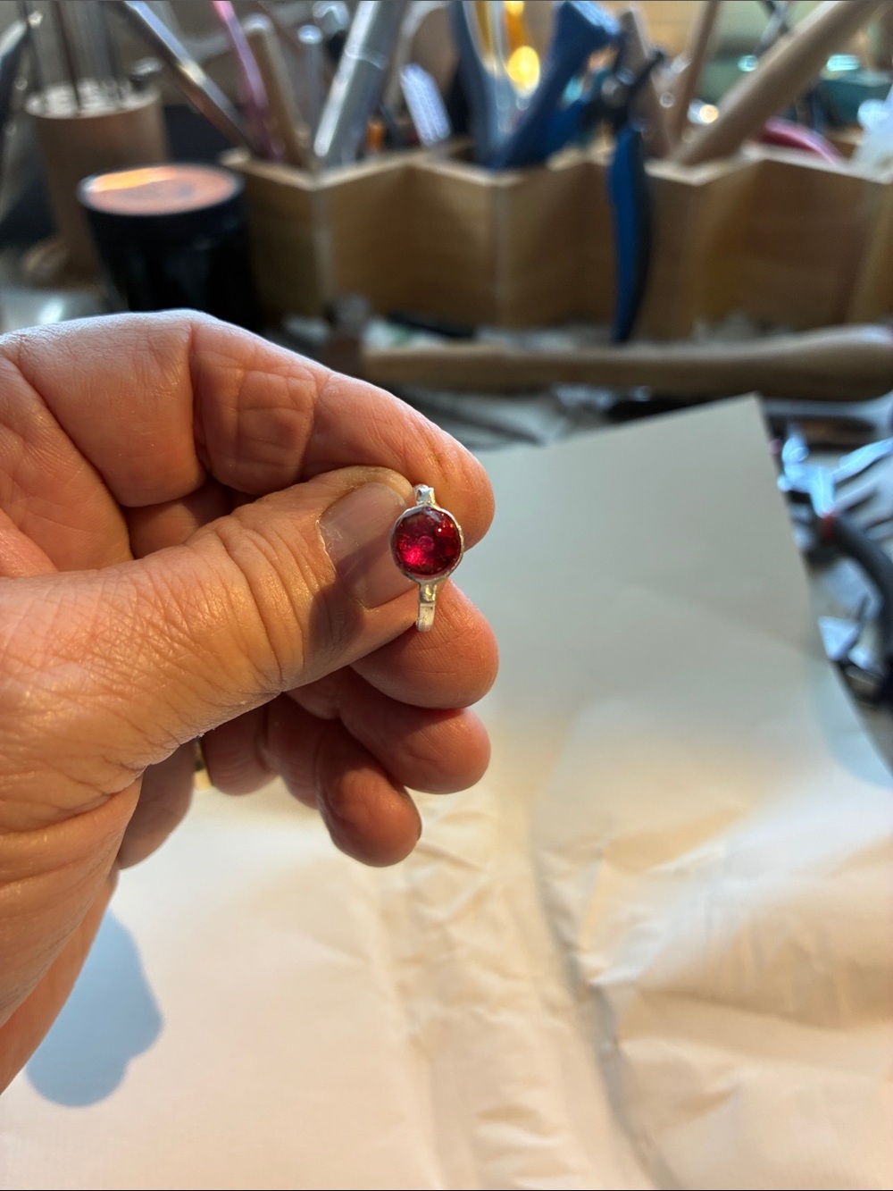 Sterling Silver Ruby Gemstone Ring - Women Jewelry